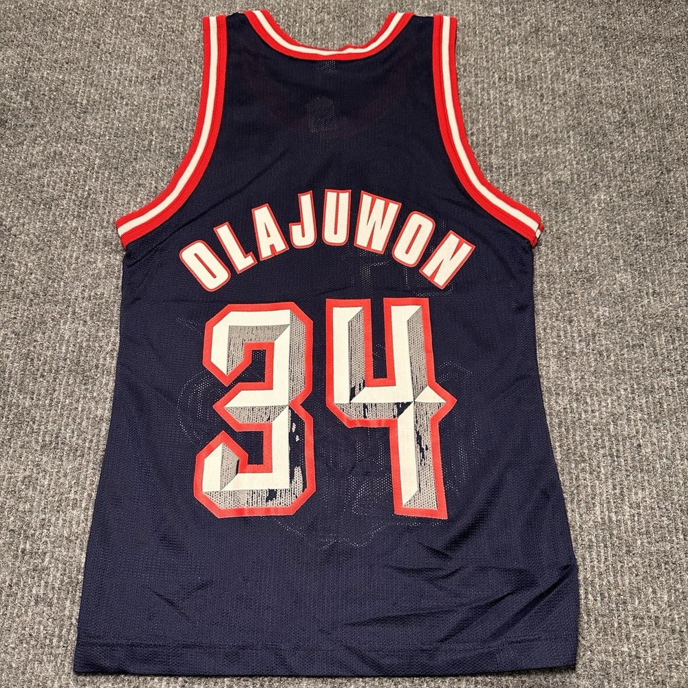 Vintage Houston Rockets 90s #34 Hakeem Olajuwon Champion jersey NBA‎ Sz36